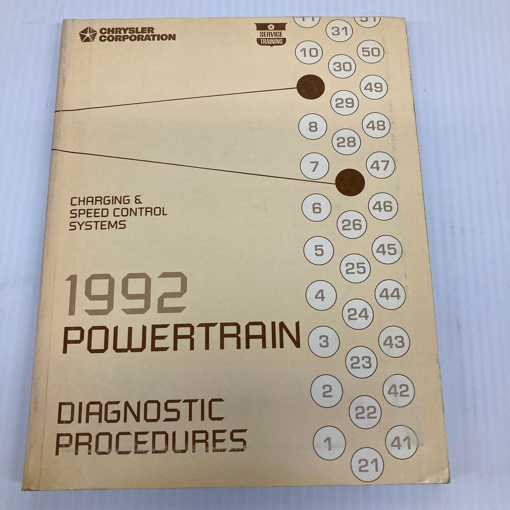 Chrysler Powertrain Diagnostic Procedures Charging Speed Control 1992 Manual